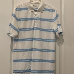 Nike Golf polo style shirt, white with light blue stripes, size S